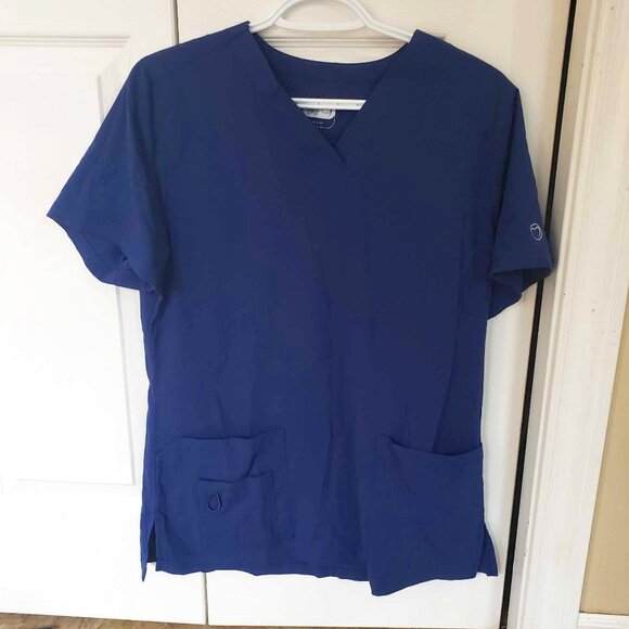Navy Blue Scrub Top short sleeve - Picture 1 of 3